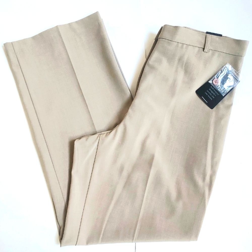 NWT East 5th Secretely Slender Tan Flat Front Hi Rise Straight Leg Pants Size 14